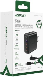 Зарядний пристрій Acefast A37 GaN 100W Black (AFA37B)