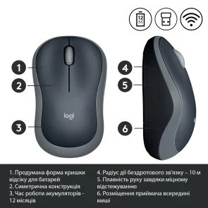 Фото: Миша Logitech M185 Gray (910-002238) № 5 | KTC