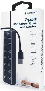 Фото: USB-хаб Gembird 7-port USB 3.1 Black (UHB-U3P7P-01) № 3 | KTC