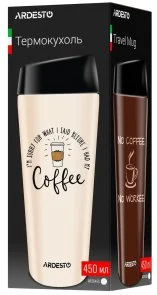 Фото: Термочашка Ardesto Coffee Time 450ml Beige (AR2645C) № 4 | KTC