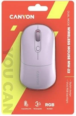 Фото: Миша Canyon MW-22 Dual Band RGB Wireless Pearl Rose (CNS-CMSW22PR) № 6 | KTC