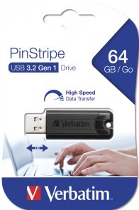 Флешка USB Verbatim PinStripe 64GB Black (49318)