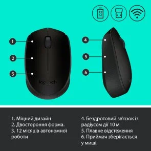 Фото: Миша Logitech M171 Wireless Gray/Black (910-004424) № 5 | KTC