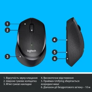 Фото: Миша Logitech M330 Silent Plus Black (910-004909) № 6 | KTC