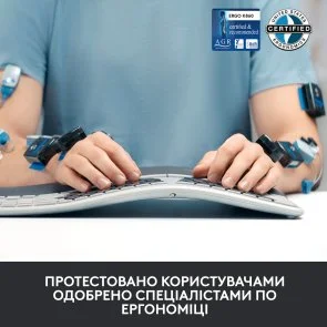 Фото: Клавіатура Logitech Ergo K860 Wireless Us/Ukr Graphite OEM (920-010352) № 12 | KTC