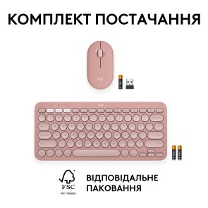 Комплект клавіатура+миша Logitech Pebble 2 Combo Tonal Rose (920-012241)