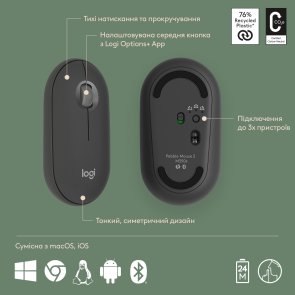 Комплект клавіатура+миша Logitech Pebble 2 Combo for Mac US International Tonal Graphite (920-012244)
