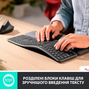 Фото: Клавіатура Logitech Ergo K860 Wireless Us/Ukr Graphite (920-010108) № 10 | KTC