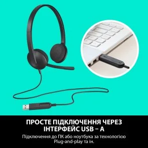 Фото: Гарнітура Logitech H340 USB Black № 2 | KTC