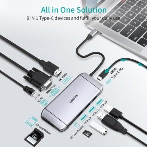 USB-хаб Choetech 9in1 HUB-M15-GY Grey