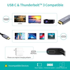 Кабель Choetech Type-C / HDMI 1.8m Grey (XCH-M180GY)
