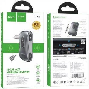 FM-трансмітер Hoco E73 Tour Car AUX BT Receiver Metal Gray