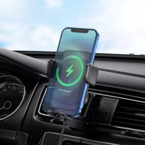 Кріплення для мобільного телефону Hoco S35 Smart alignment wireless charging Black (S35 Black)