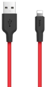 Кабель Hoco X21 2A AM/Lightning 1m Black/Red (6957531071372)