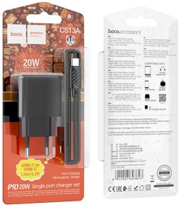 Зарядний пристрій Hoco CS13A PD 20W Black with Type-C/Type-C (6942007603843)