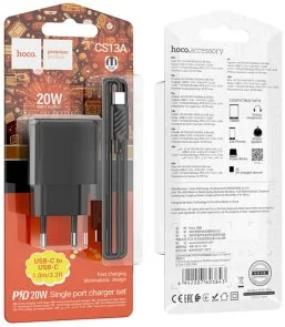 Фото: Зарядний пристрій Hoco CS13A PD 20W Black with Type-C/Type-C (6942007603843) № 5 | KTC