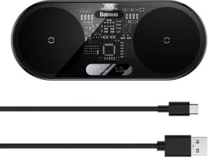 Фото: Бездротовий зарядний пристрій Baseus Digital LED Display 2in1 20W Black (WXSX010101) № 2 | KTC