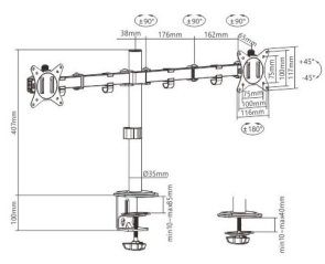 Кронштейн Gembird MA-D2-01 Black