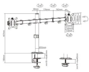 Фото: Кронштейн Gembird MA-D2-01 Black № 3 | KTC