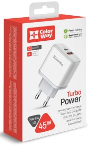 Зарядний пристрій ColorWay Power Delivery Port PPS PD QC3.0 45W White (CW-CHS042PD-WT)