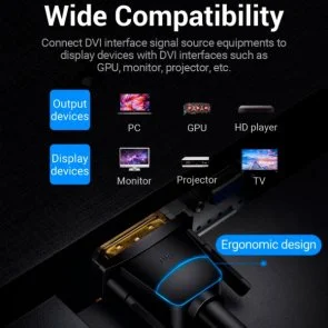 Фото: Кабель Vention Dual Linik DVI 24 / DVI 24 1.5m Black (EAABG) № 4 | KTC