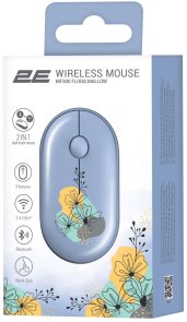 Миша 2E MF300 Flora Mallow Silent Wireless Blue (2E-MF300WFLORABL)