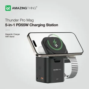 Фото: Бездротова зарядна станція AMAZINGthing Thunder Pro Mag 5in1 PD55W Charging Station Black (TP24001BK) № 6 | KTC