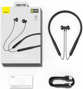 Гарнітура Baseus Bowie P1 Half In-ear Neckband Black (NGPB000001)