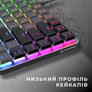 Клавіатура GamePro MK141R Red Switch Low Profile RGB USB Dark Gray