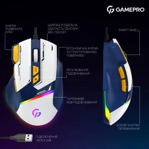 Фото: Миша GamePro GM300BL Blue/White № 13 | KTC