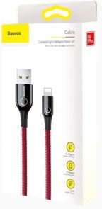 Кабель Baseus C-shaped Light Intelligent Power-off AM / Lightning 1m Red (CALCD-09)