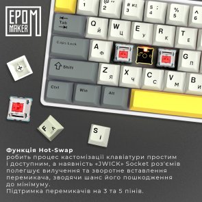 Клавіатура Epomaker EP64 Mulan Switch Hot-Swap RGB White (EP64-W-M)