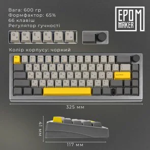 Клавіатура Epomaker EK68 Flamingo Switch Hot-Swap RGB WL/BT/USB Black (EK68-B-F)