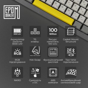 Клавіатура Epomaker Shadow-X Flamingo Switch Hot-Swap RGB WL/BT/USB Black (SHX-B-F)