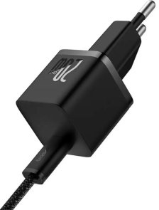 Зарядний пристрій Baseus GaN5FC mini 1C 20W Black with cable Type-C (P10110900113-00)