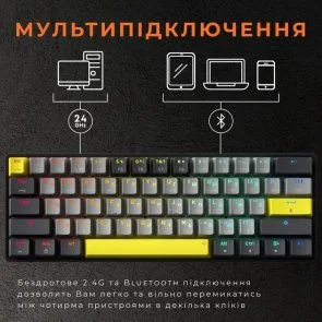Фото: Клавіатура GamePro MK130G Pro Outemu Red Switch Hot-Swap RGB USB/WL/BT Black/Grey № 11 | KTC