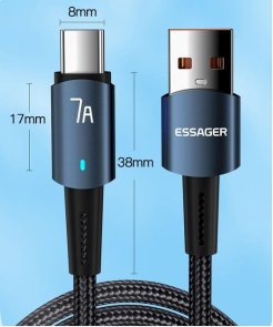 Кабель Essager Sunset 7A AM / Type-C 2m Blue (EXC7A-CGA03-P)