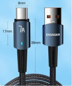 Фото: Кабель Essager Sunset 7A AM / Type-C 2m Black (EXC7A-CGA01-P) № 9 | KTC