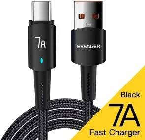 Фото: Кабель Essager Sunset 7A AM / Type-C 2m Black (EXC7A-CGA01-P) № 2 | KTC