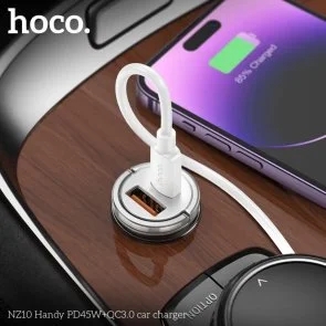 Фото: Автомобільний зарядний пристрій Hoco NZ10 Handy QC3.0 PD 45W Silver (6942007601825) № 9 | KTC