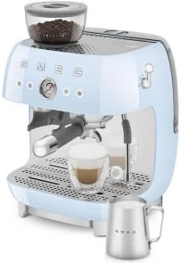 Фото: Ріжкова кавоварка Smeg Espresso coffee machine with grinder Pastel blue (EGF03PBEU) № 6 | KTC