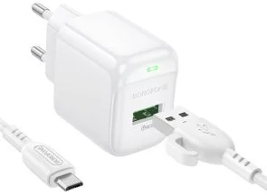 Фото: Зарядний пристрій BOROFONE BAS42A Potential QC3.0 18W White with AM/MicroUSB (6941991113796) № 3 | KTC