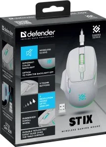Фото: Миша Defender Stix GM-009 Wireless White (52009) № 6 | KTC