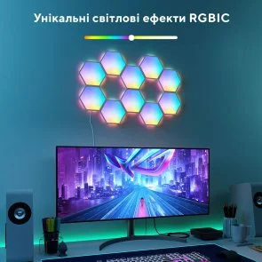 Фото: Настінний світильник Govee H6061 Glide Hexa Light Panels RGBIC Wi-Fi/BT 10pcs White (B6061301) № 8 | KTC