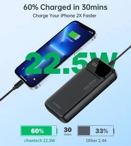 Фото: Батарея універсальна Choetech B729 20000mAh 22.5W Black № 6 | KTC