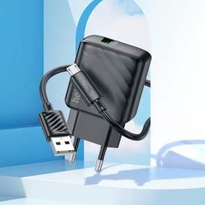 Зарядний пристрій Hoco CS21A Rich 18W Black with AM / MicroB (6942007609890)