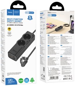Мережевий фільтр Hoco NS10 Wisdom 4xUSB 2/2m Black (6942007638500)