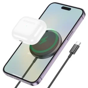 Фото: Бездротовий зарядний пристрій Hoco CW52 Enjoy Magnetic Wireless Fast Charging Black (6942007611367) № 3 | KTC