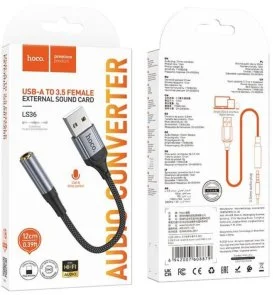 Фото: Зовнішня звукова карта Hoco LS36 Fresh Black (6942007608879) № 2 | KTC