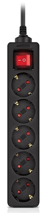 Мережевий фільтр Real-EL RS-Protect M 5/1.8m Black (EL122300026)